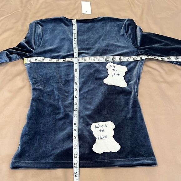 NWT J Crew merchantile size S shiny soft  blue velour long sleeve faux wrap top - Picture 5 of 6